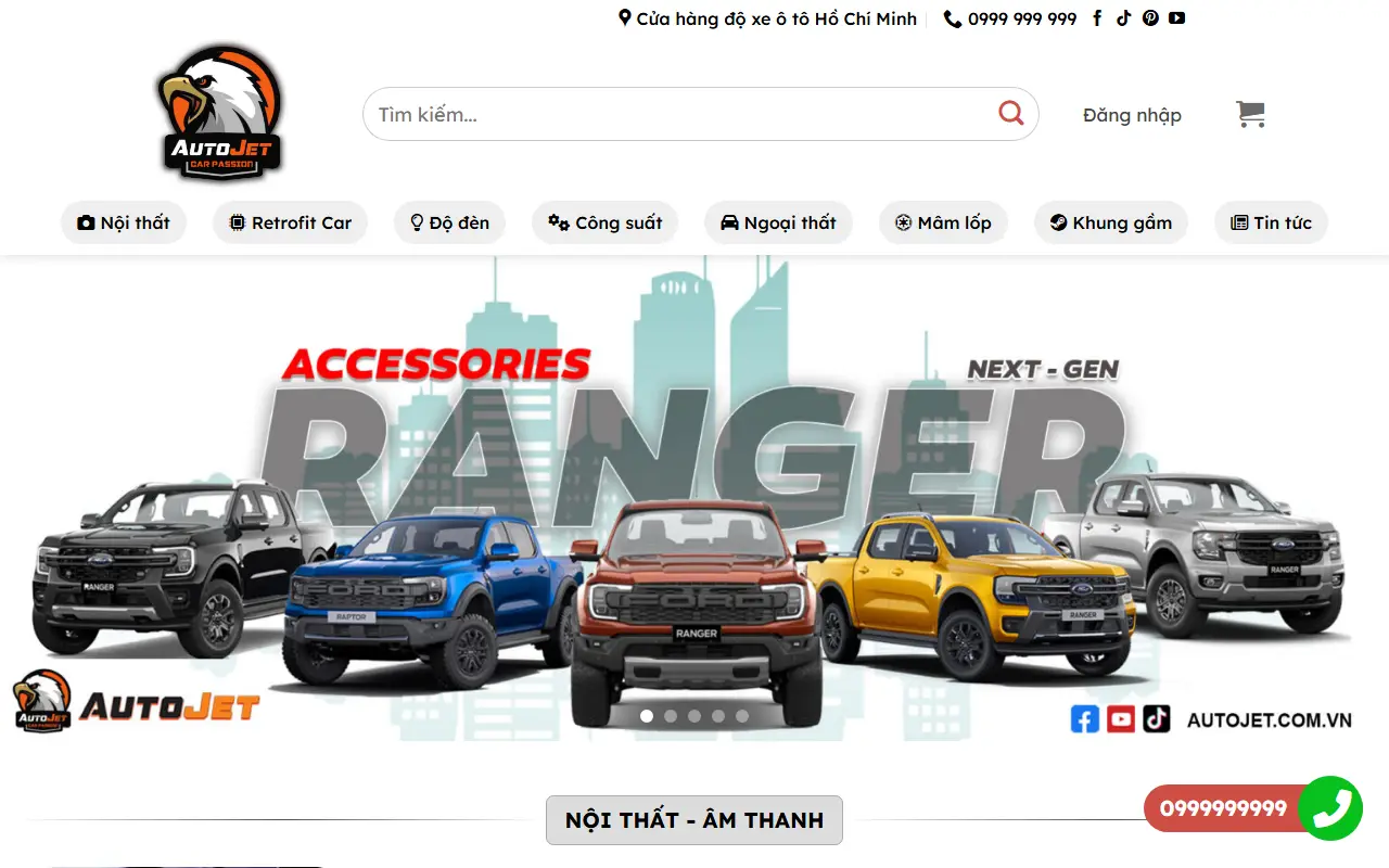 Mẫu website rửa xe & chăm sóc xe — AutoJet - Độ âm thanh xe hơi - Phụ kiện xe hơi - CarTech