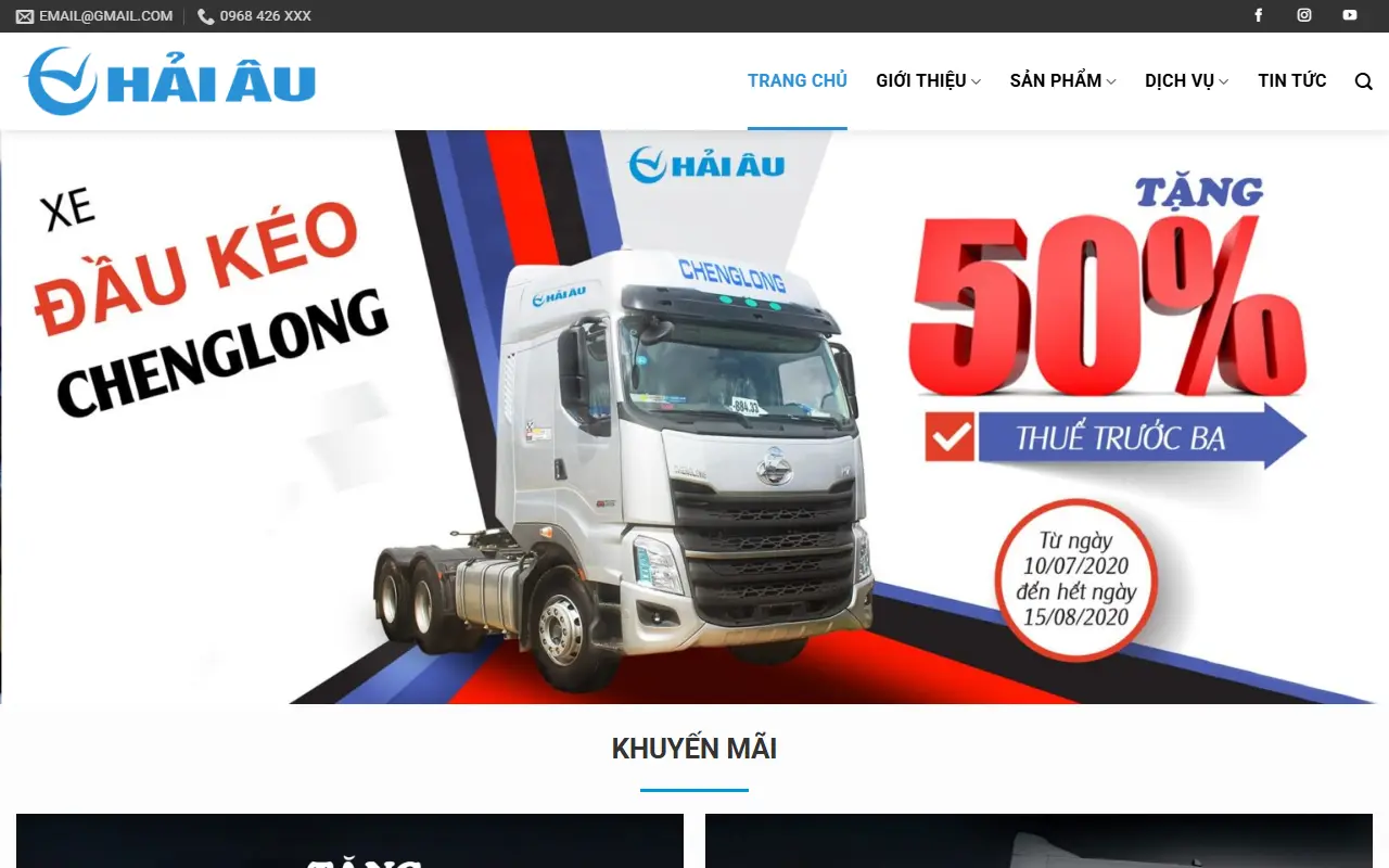 Mẫu website mua bán ô tô — Ô Tô Hải Âu - Xe Tải Chenglong Hải Âu - XE TẢI HẢI ÂU
