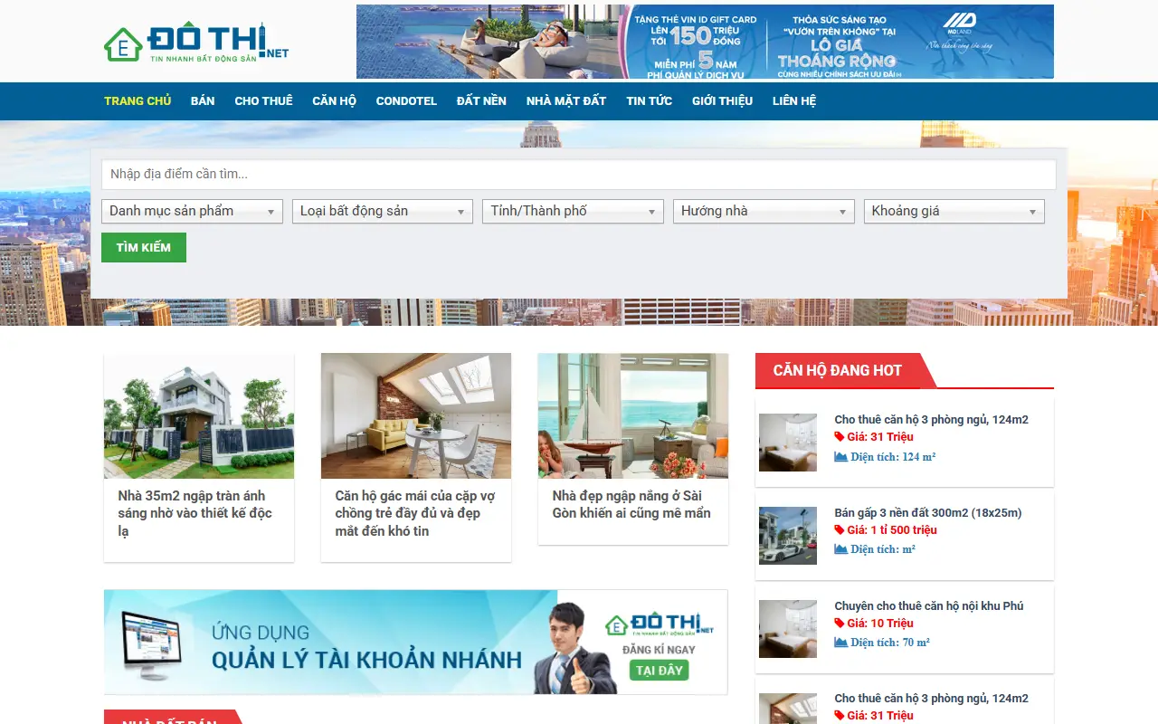 Mẫu website bất động sản — BDS 28 – Mẫu website Bất Động Sản