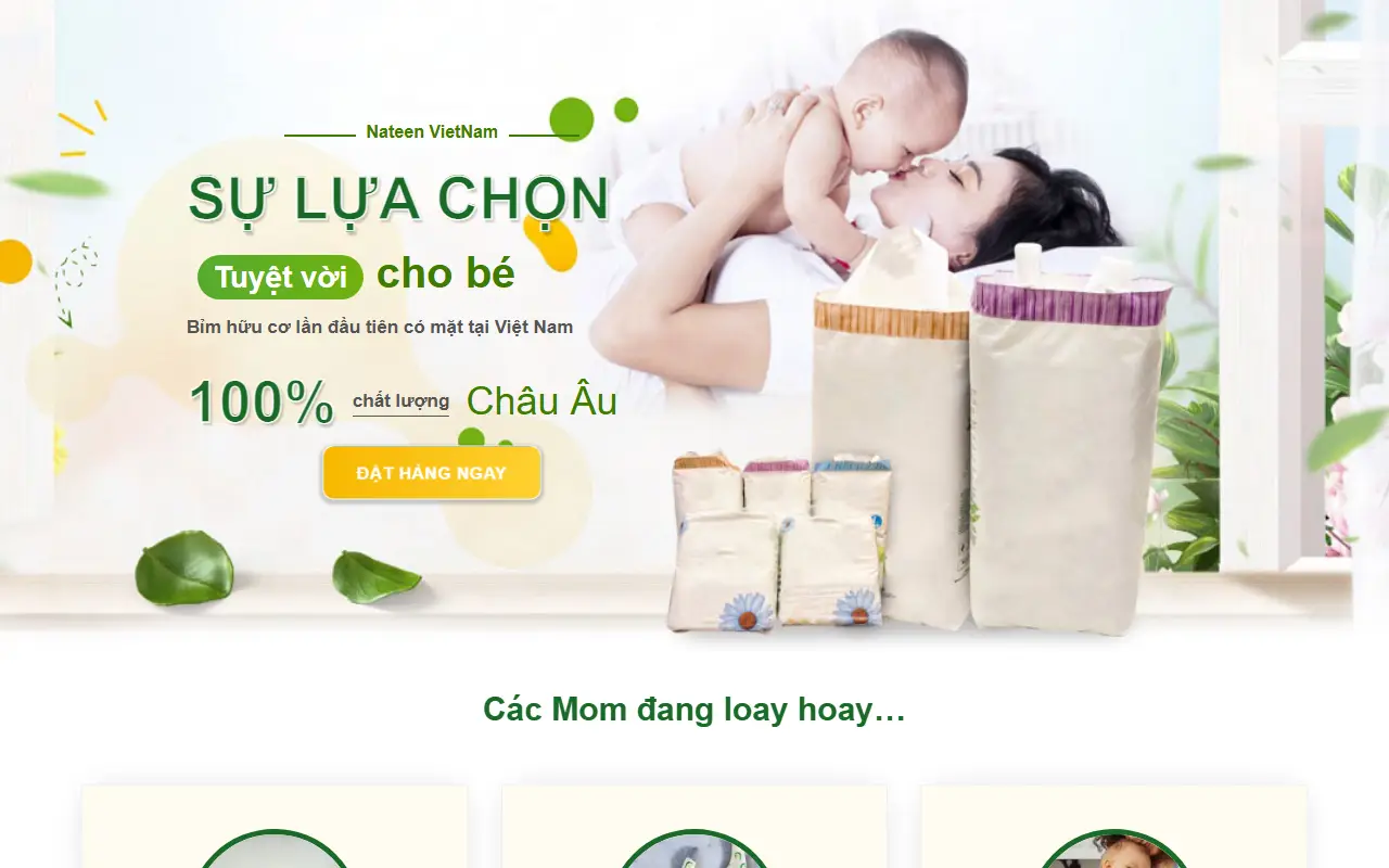 Mẫu website mẹ và bé — Bỉm sữa Mẹ và Bé