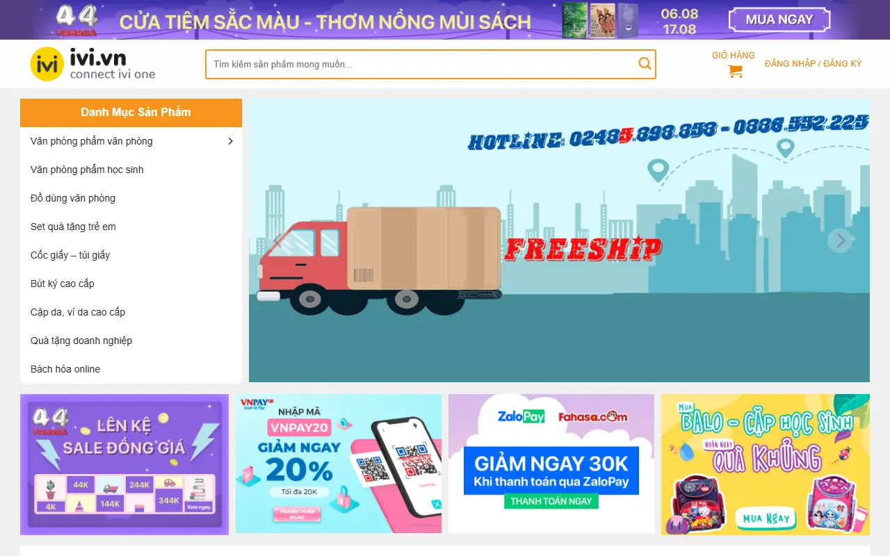 Mẫu website đồ chơi & sở thích — Nhà sách – Sách và văn phòng phẩm