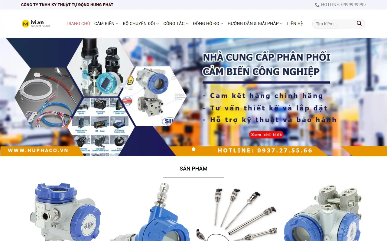 Mẫu website máy & thiết bị công nghiệp — Cảm biến công nghiệp