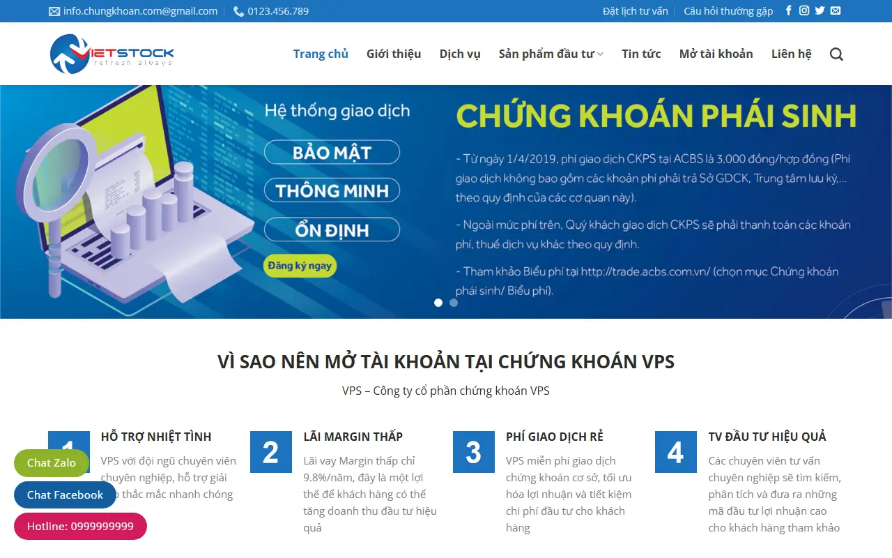 Mẫu website tài chính & bảo hiểm — Mẫu website công ty chứng khoán