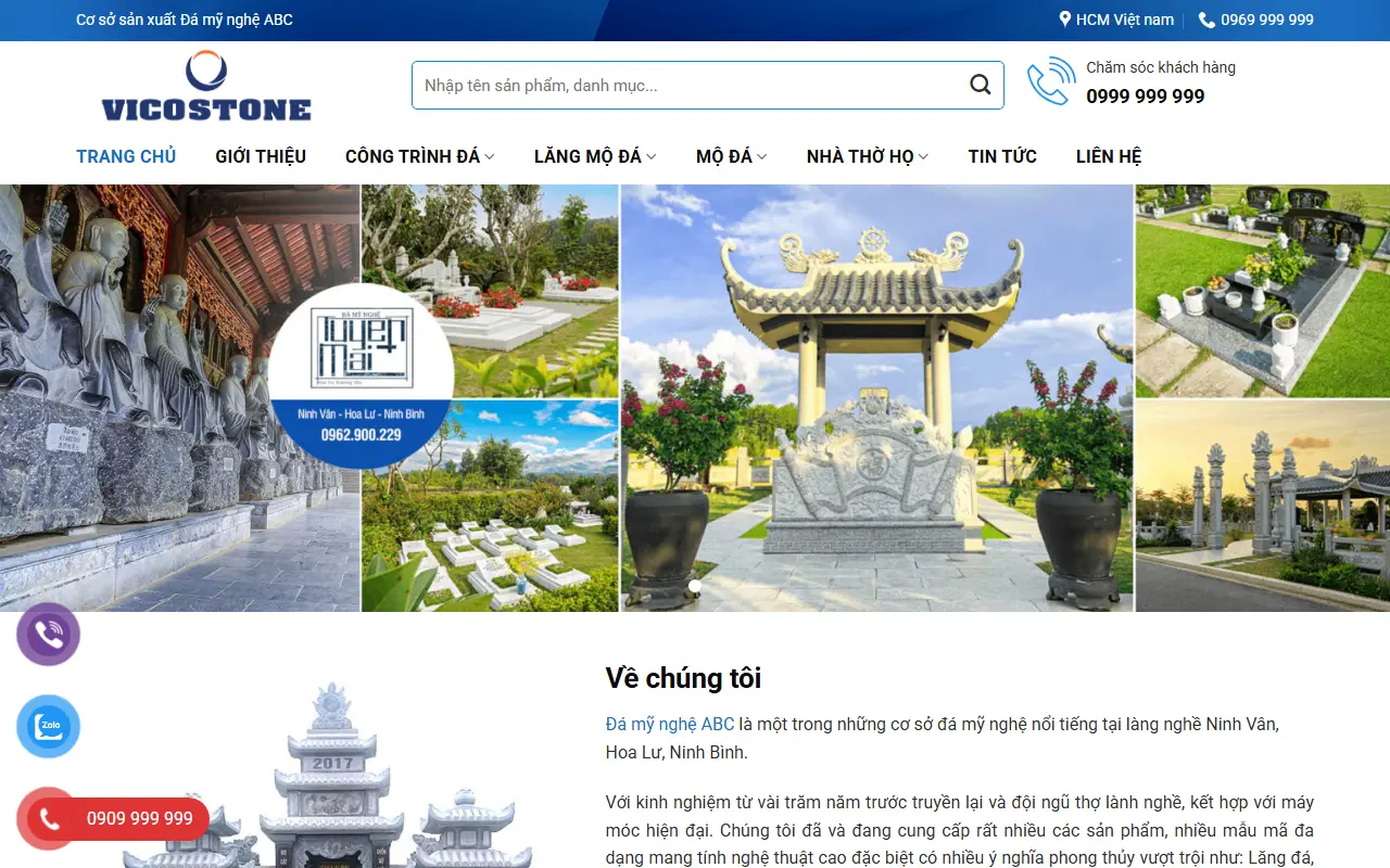 Mẫu website nội thất — Demo Xưỡng Đá Mỹ Nghệ