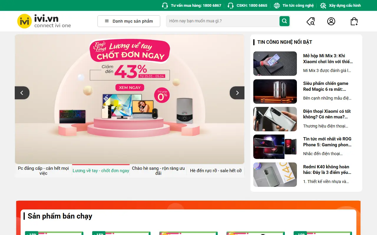 Mẫu website điện máy & điện lạnh — Điện Máy 5
