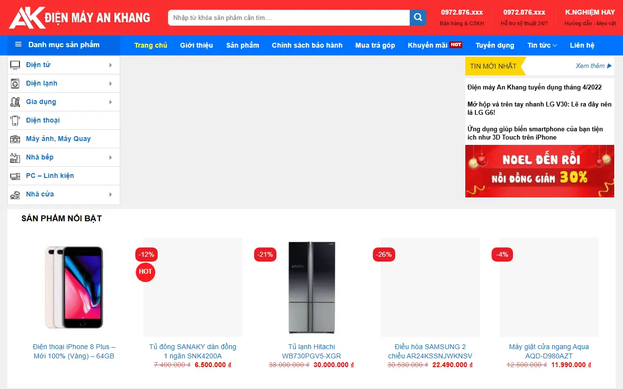 Mẫu website điện máy & điện lạnh — Điện Máy - Mua bán điện tử, điện lạnh, gia dụng,...