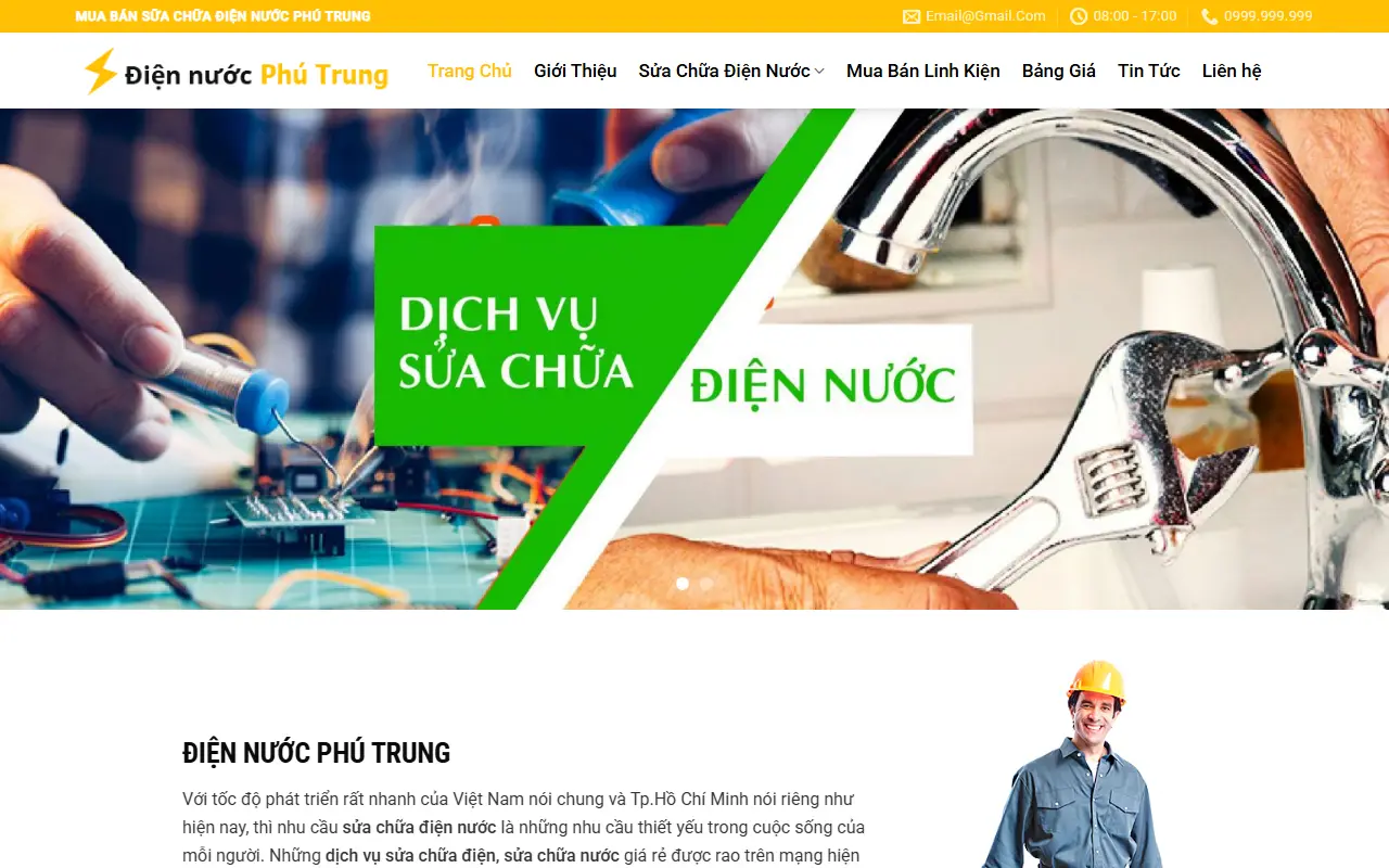 Mẫu website xây dựng & sửa nhà — Điện nước #1