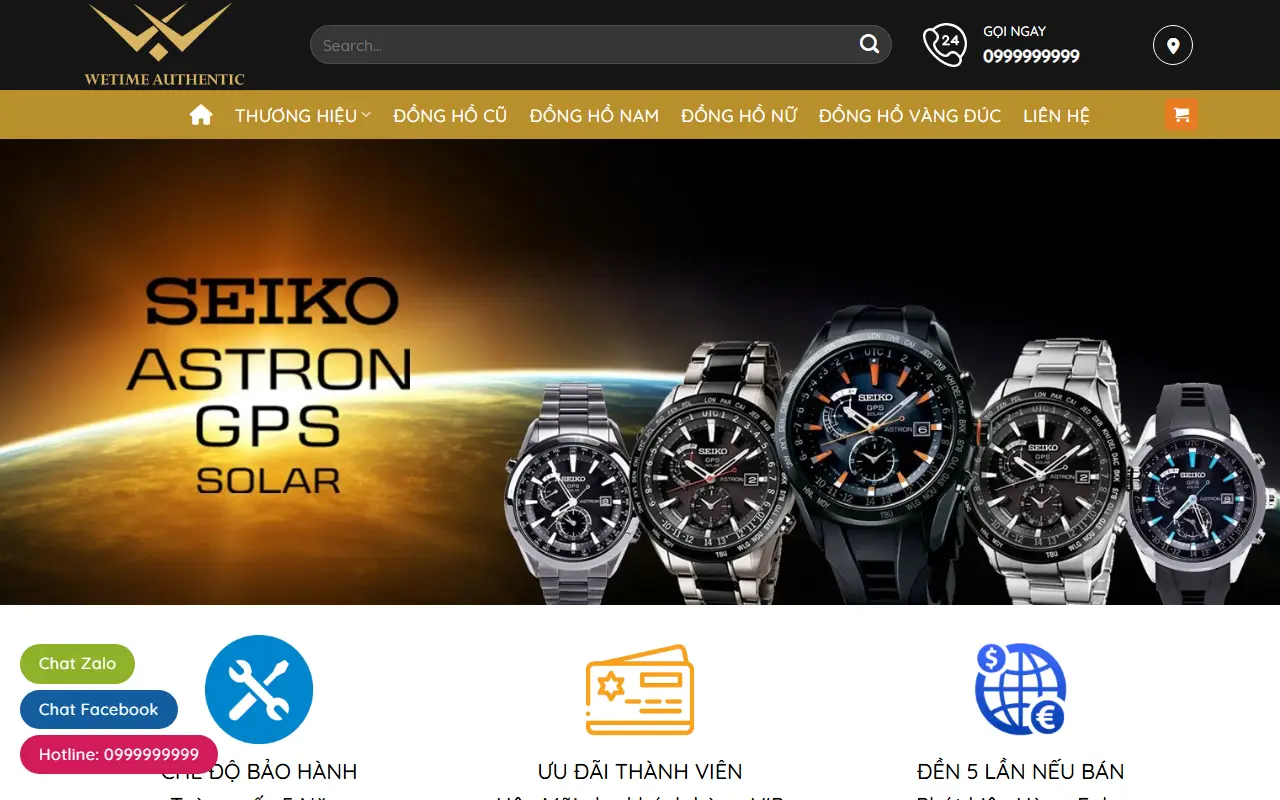 Mẫu website trang sức & đồng hồ — Trang Chủ - Wetimeauthentic