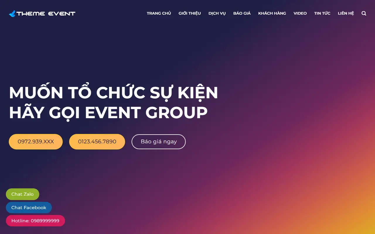 Mẫu website sự kiện & tiệc cưới — Mẫu web event
