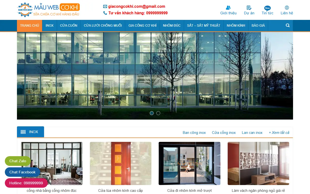 Mẫu website máy & thiết bị công nghiệp — Gia công cơ khí