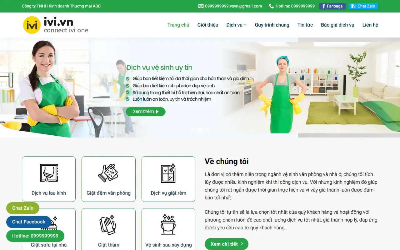 Mẫu website vệ sinh & giúp việc — Mẫu web giặt thảm văn phòng #1