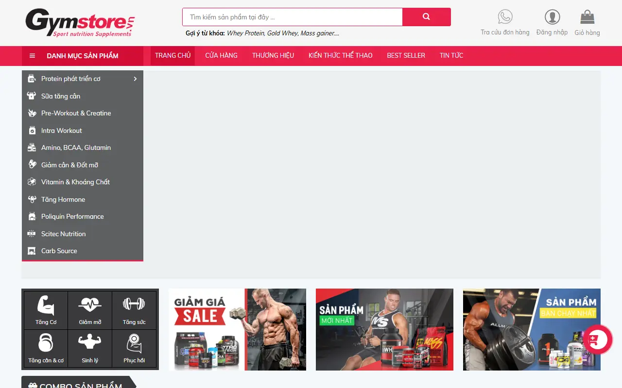 Mẫu website gym & thể thao — GYM Store – Phòng tập và huấn luyện cá nhân