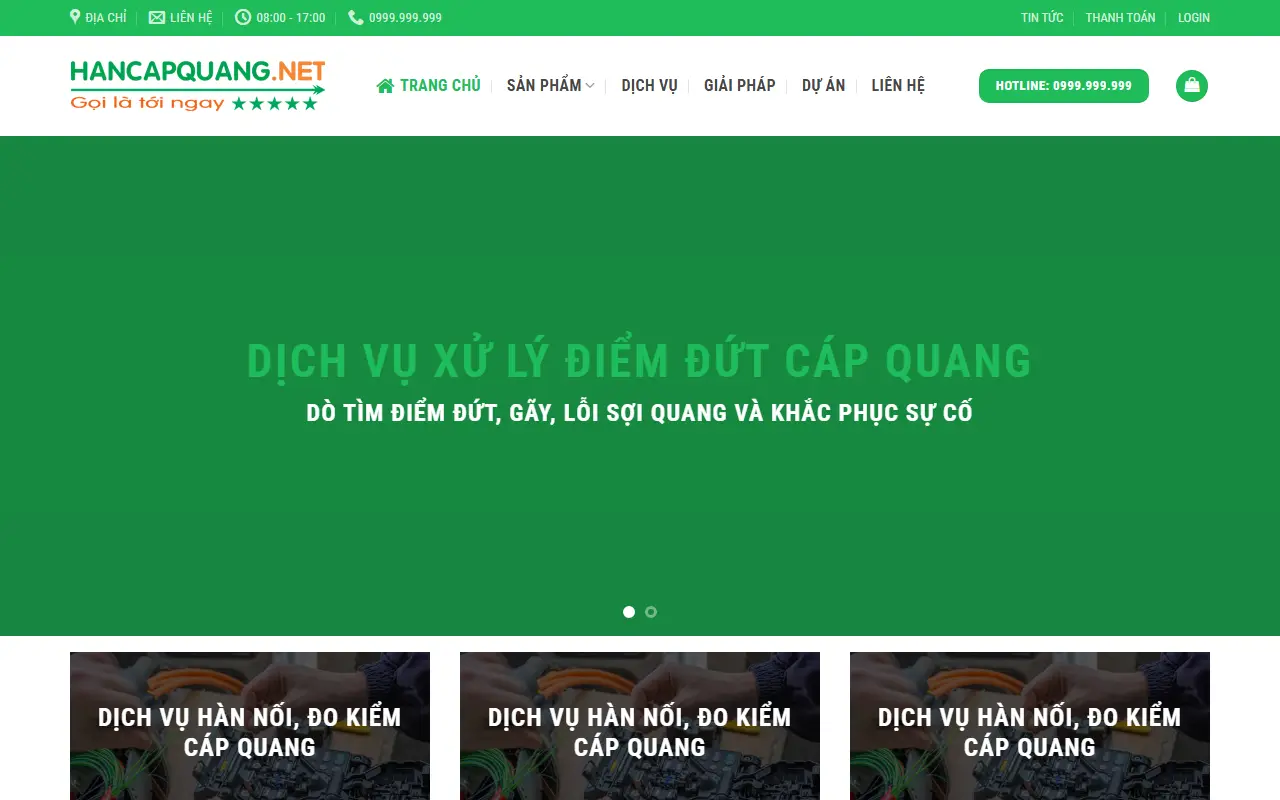 Mẫu website viễn thông & internet — Hàn cáp quang