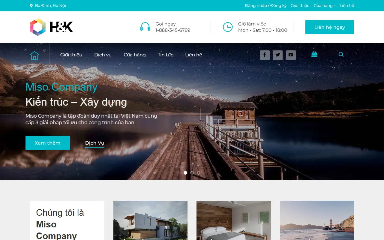 Mẫu website xây dựng & sửa nhà — H&K – Thiết kế và thi công nội thất