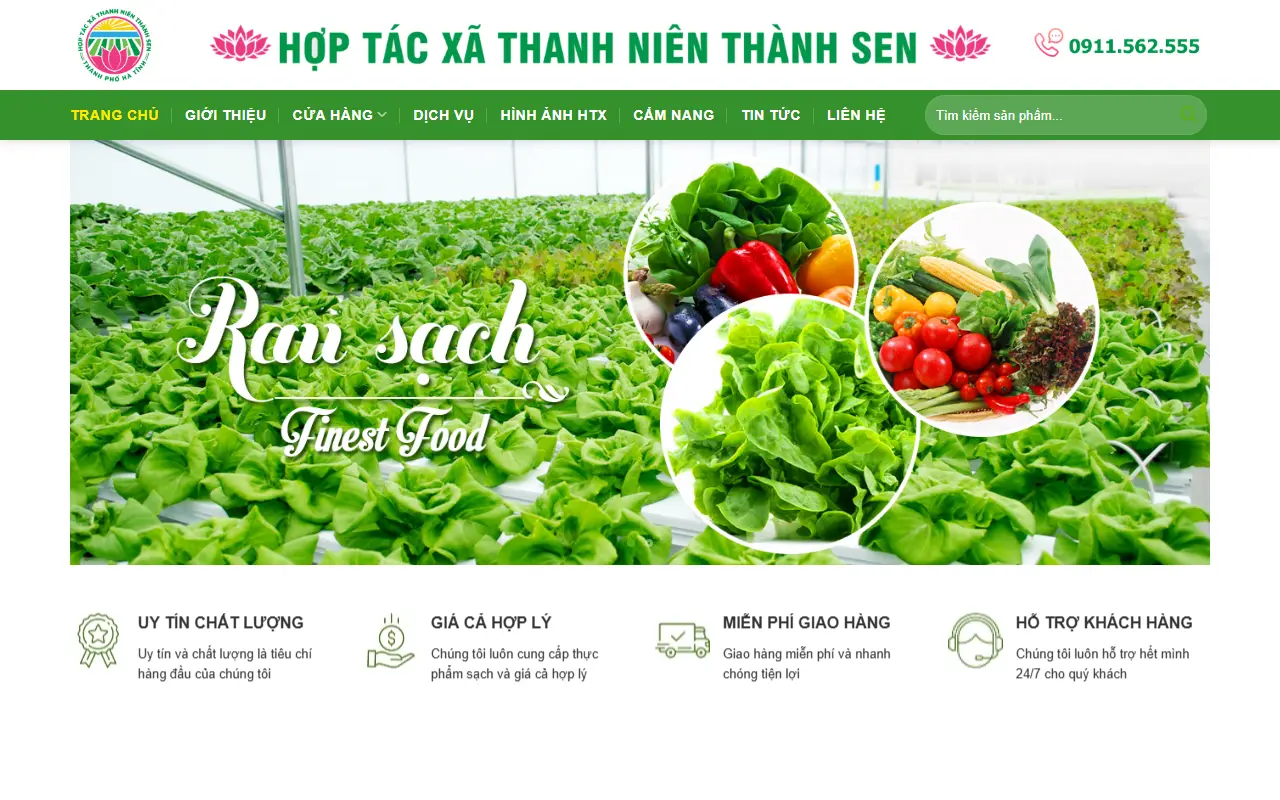 Mẫu website giới thiệu công ty — Hợp Tác Xã Thanh niên Thành Sen
