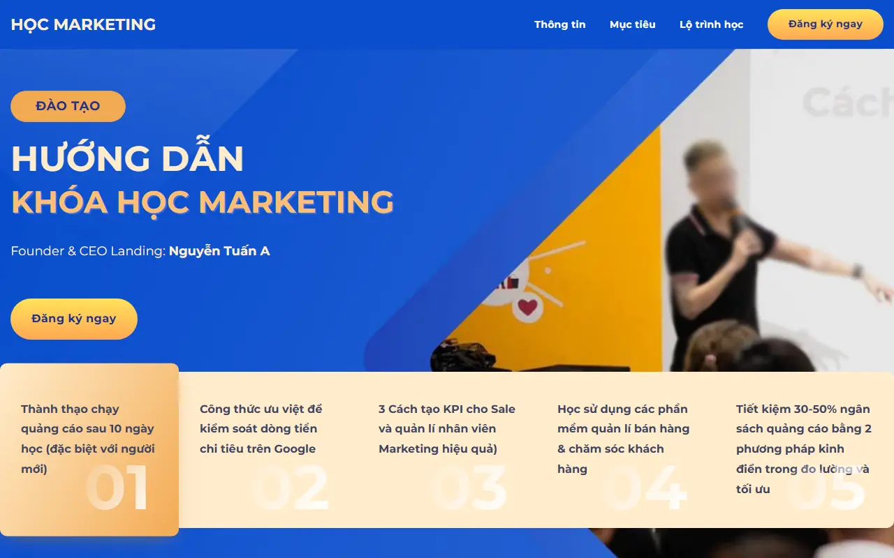Mẫu website khoá học online — HỌC MARKETING