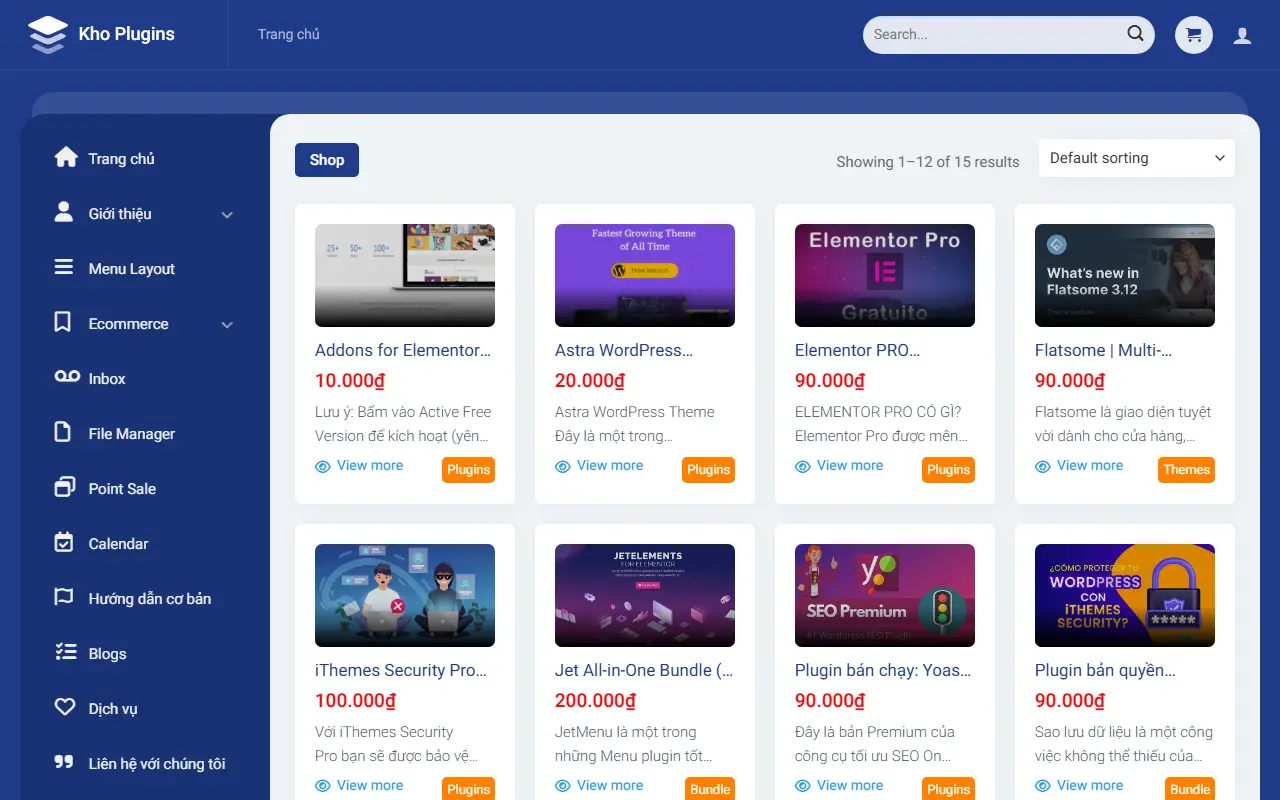 Mẫu website thiết kế web & code — Shop - Mẫu web kho plugin