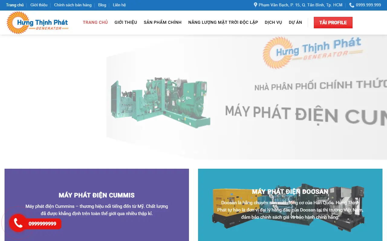 Mẫu website máy & thiết bị công nghiệp — Máy phát điện