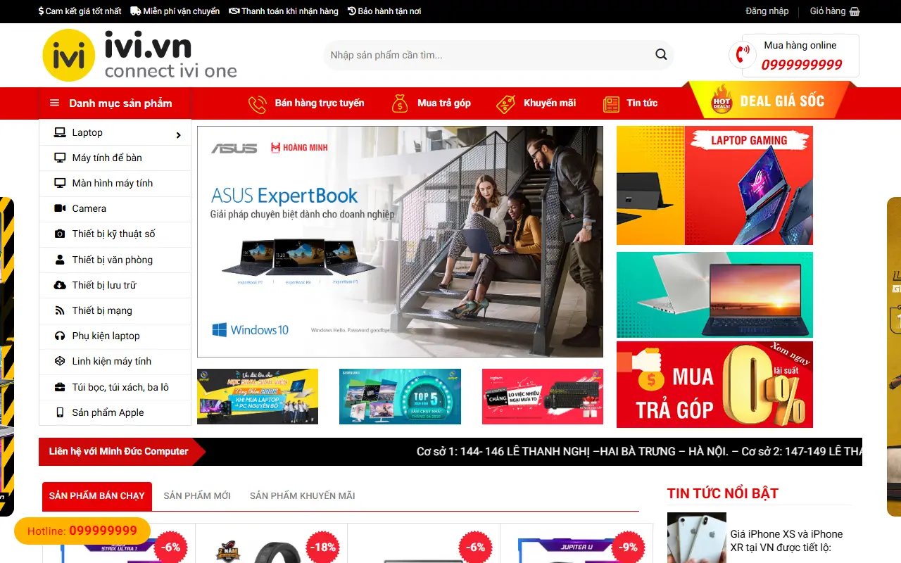 Mẫu website máy tính & laptop — Chuyên mua bán pc - laptop cấu hình cao