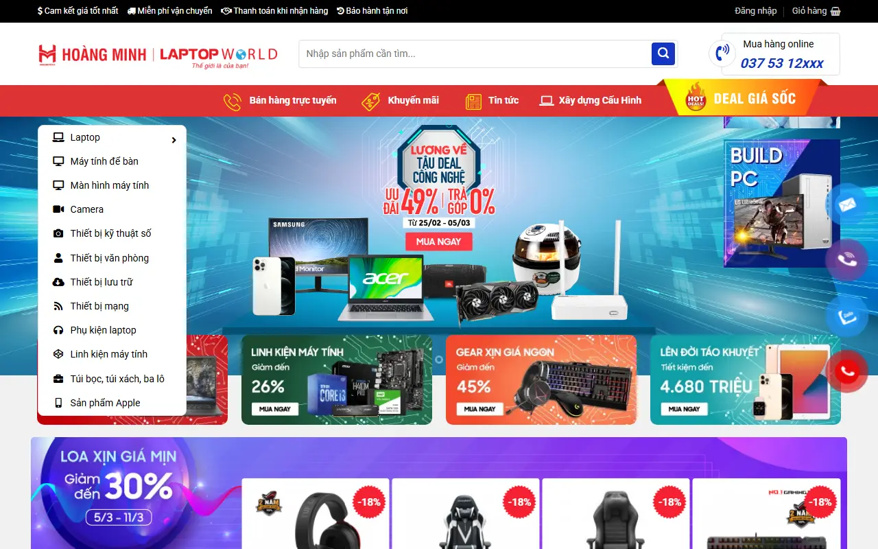 Mẫu website máy tính & laptop — Tấn Phát Computer – Chuyên mua bán pc – laptop – Đồ chơi phụ kiện