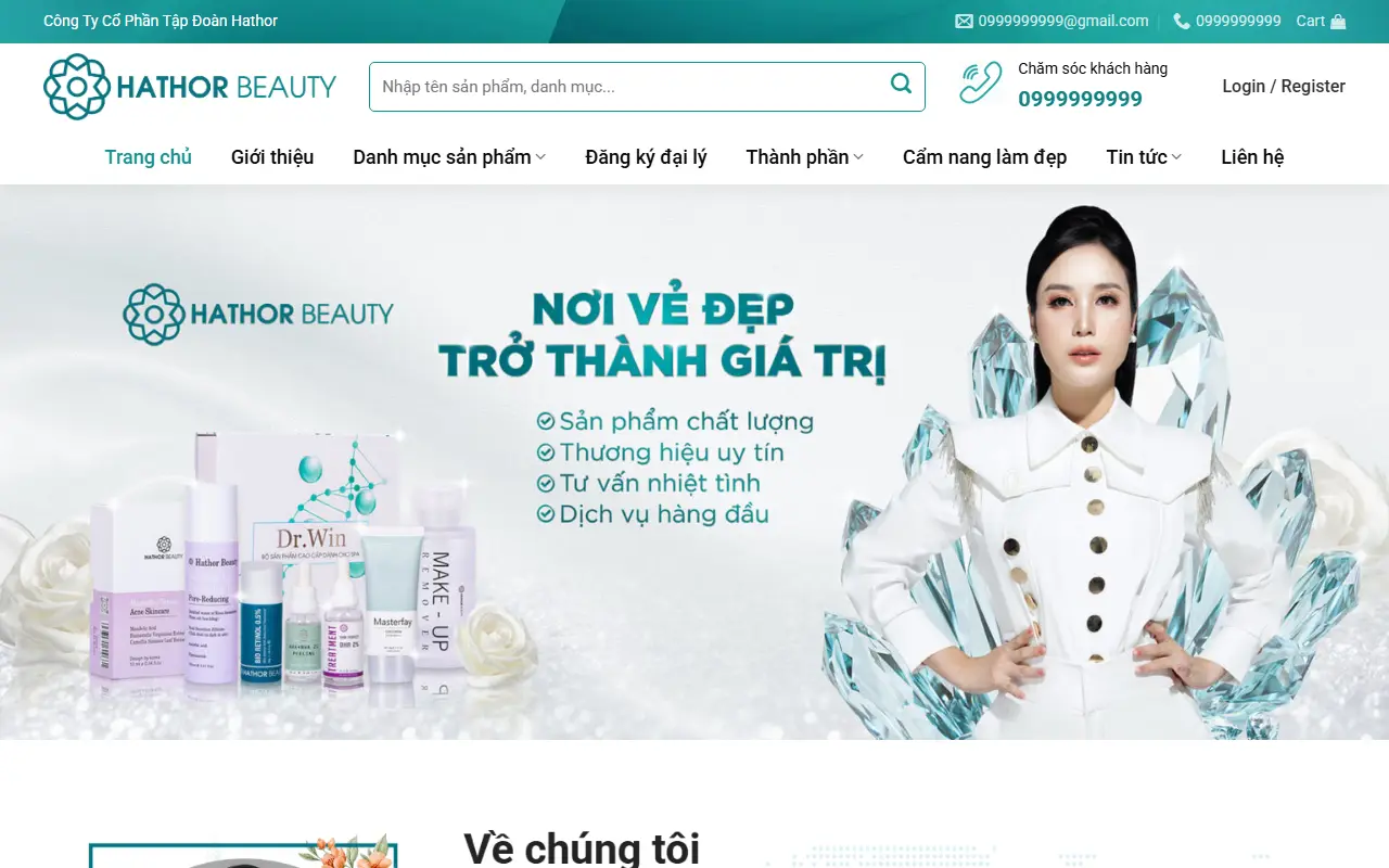 Mẫu website mỹ phẩm — Hathor Beauty - Nơi Vẻ Đẹp Trở Thành Giá Trị #1