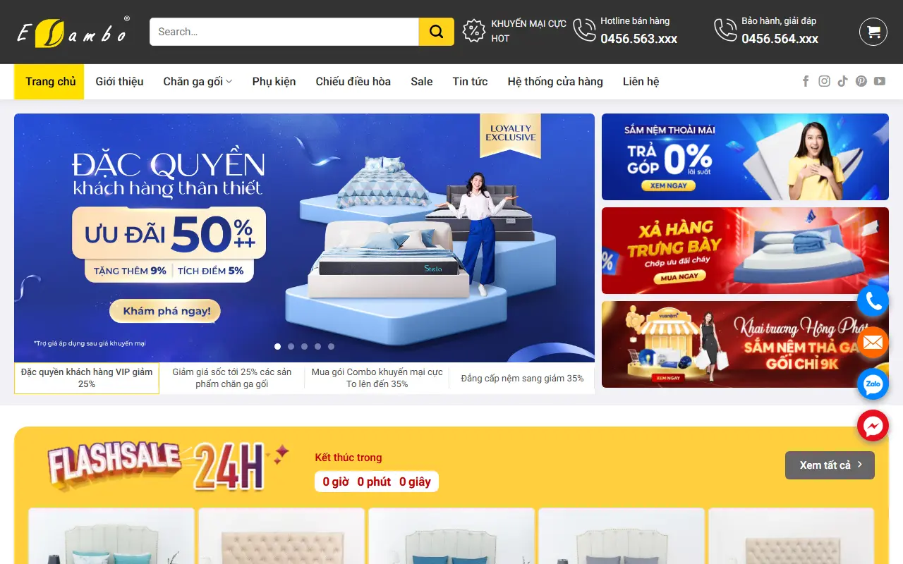 Mẫu website ngành khác — Mẫu web bán nệm