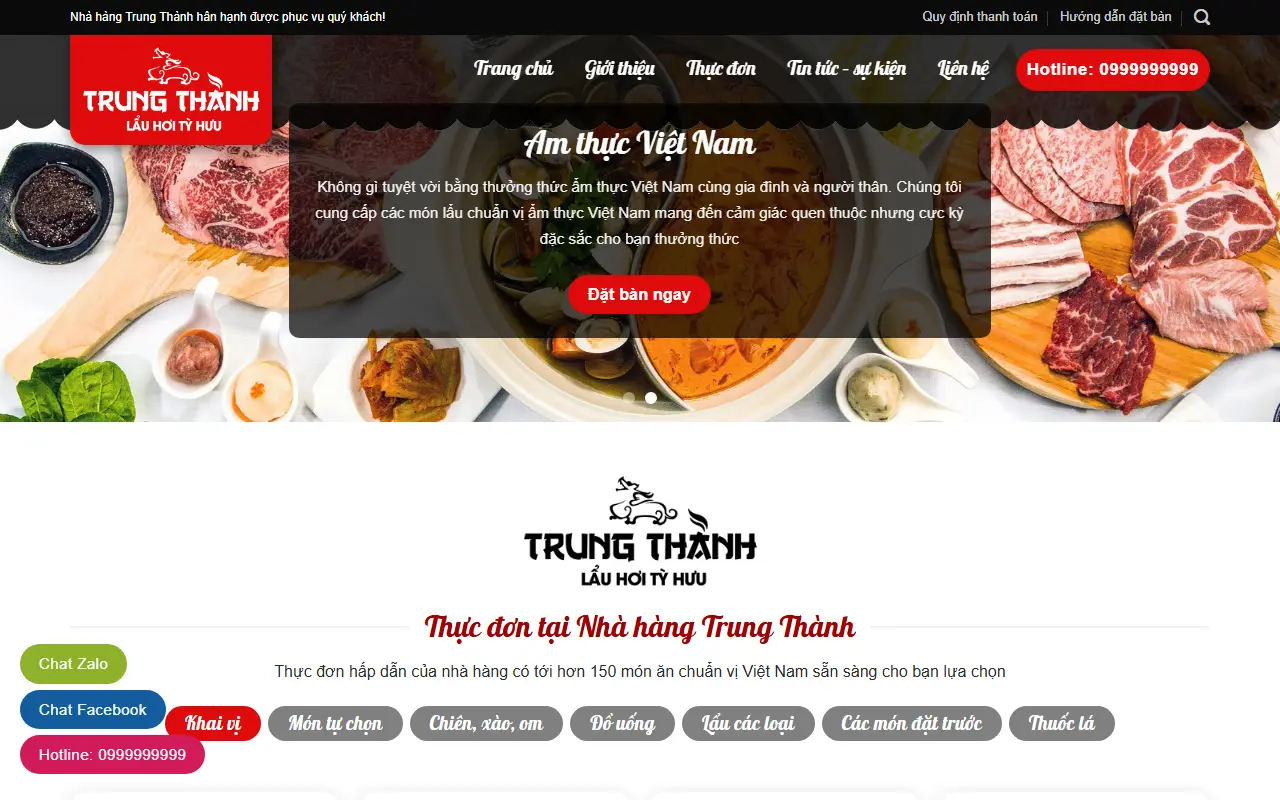 Mẫu website nhà hàng & quán ăn — Nhà hàng – Đặt bàn và tiệc