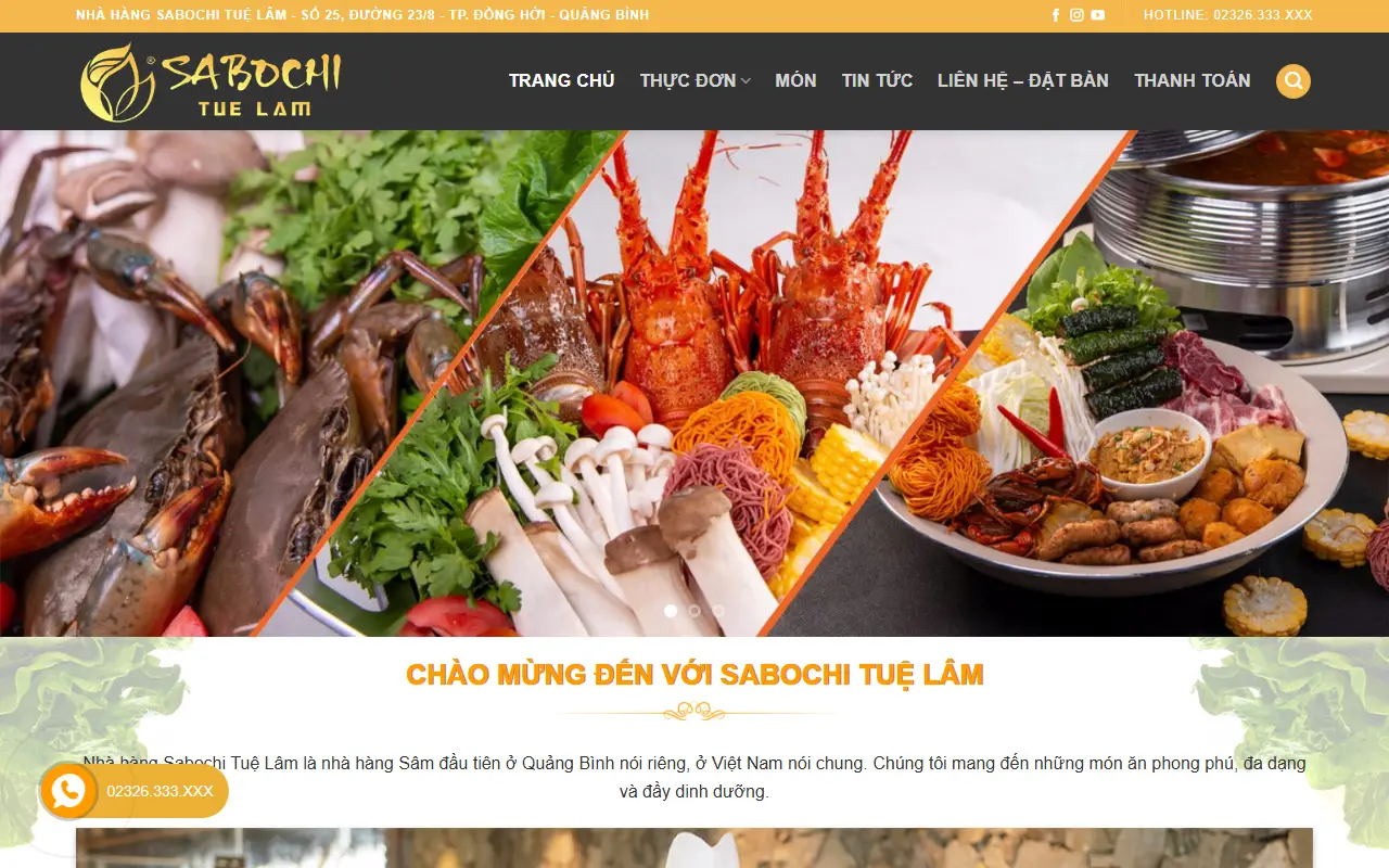 Mẫu website nhà hàng & quán ăn — Nhà hàng Sabochi Tuệ Lâm - Quảng Bình