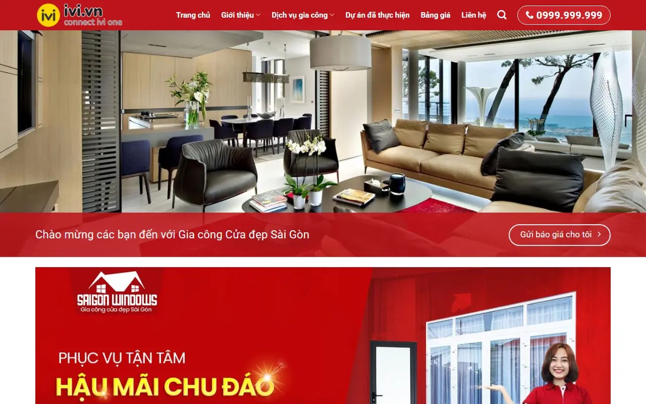 Mẫu website vật liệu xây dựng — Nhôm kính