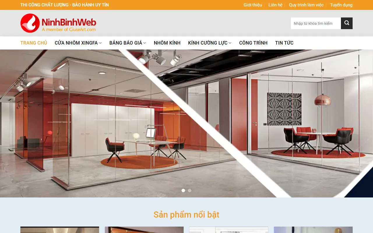 Mẫu website vật liệu xây dựng — Mẫu web nhôm kính – Cửa nhôm, cửa kính, vách ngăn