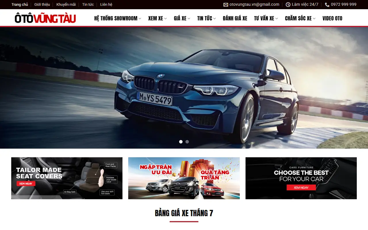 Mẫu website mua bán ô tô — Trang chuyên review ,giới thiệu các dòng oto tại vũng tàu 247
