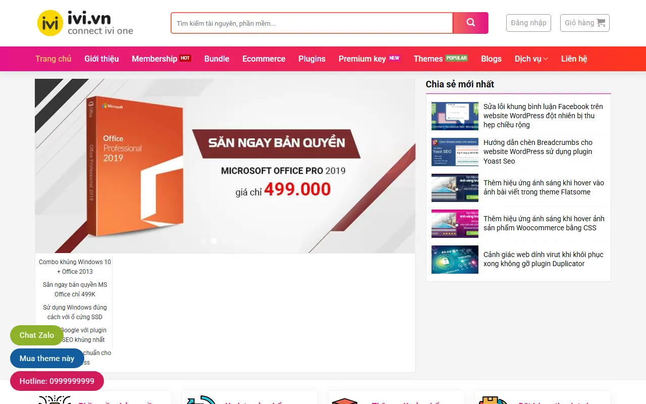 Mẫu website thiết kế web & code — Mẫu website bán tài nguyên #1