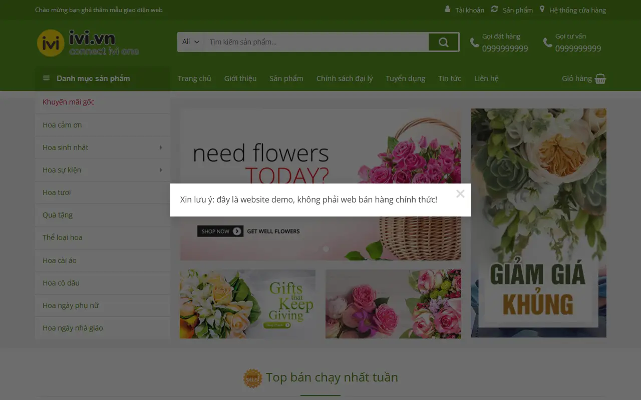 Mẫu website shop hoa & quà — Shop hoa