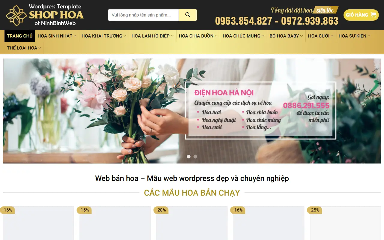Mẫu website shop hoa & quà — Mẫu web bán hoa #1