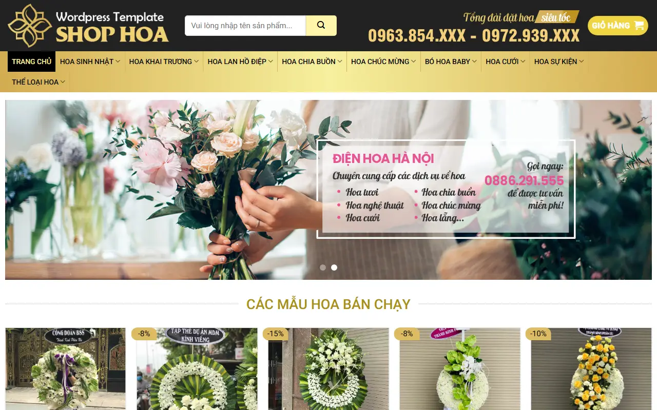 Mẫu website shop hoa & quà — Mẫu web bán hoa #2