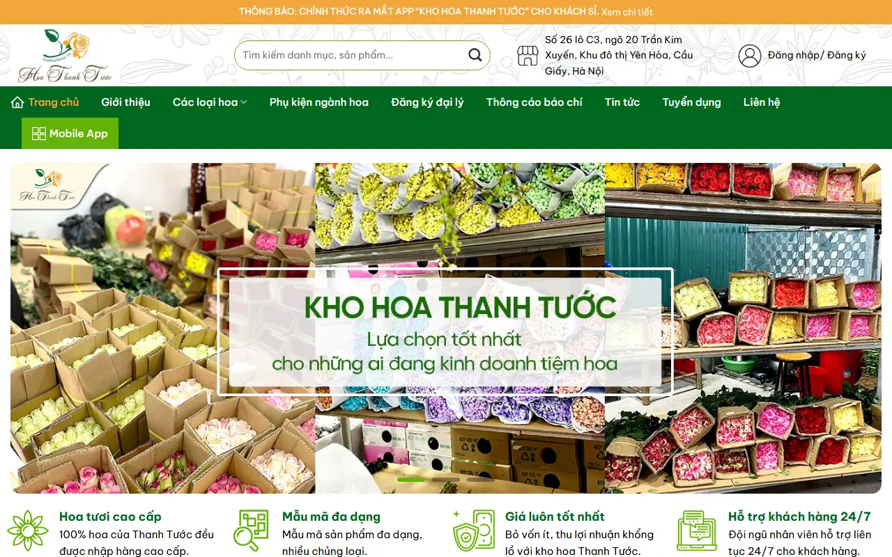 Mẫu website shop hoa & quà — Hoa Thanh Tước