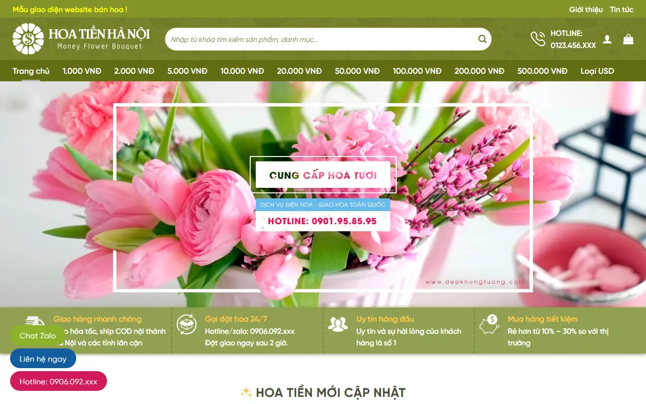 Mẫu website shop hoa & quà — Mẫu web shop hoa