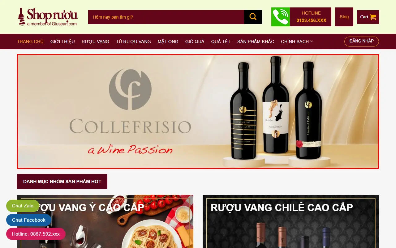 Mẫu website đồ uống & cà phê — Mẫu web bán rượu