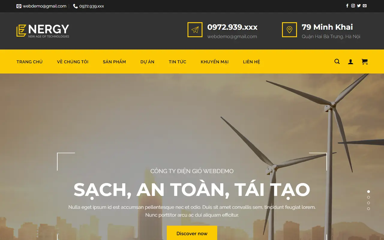 Mẫu website điện & năng lượng — Mẫu web công ty điện mặt trời