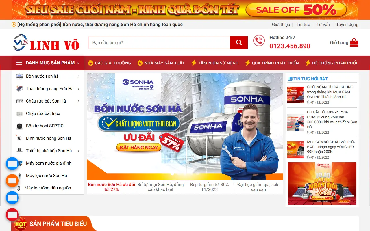 Mẫu website đồ gia dụng — Mẫu web bán thiết bị gia dụng