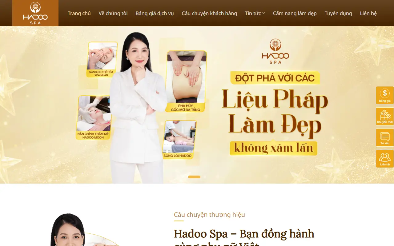 Mẫu website spa & thẩm mỹ — Hadoo Spa