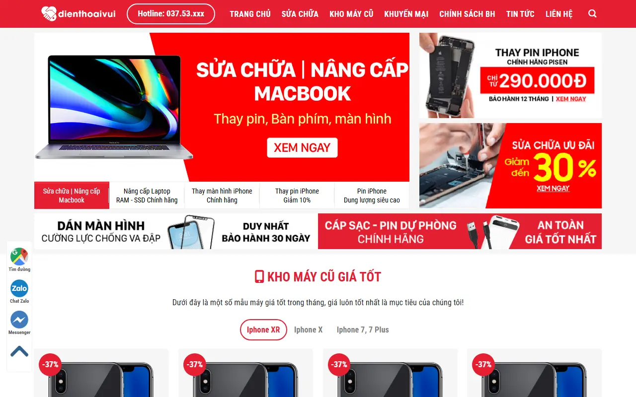 Mẫu website điện thoại & phụ kiện — Sửa điện thoại #3