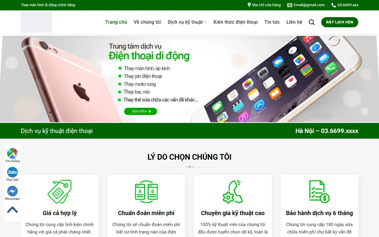 Mẫu website máy tính & laptop — Mẫu website sửa màn hình