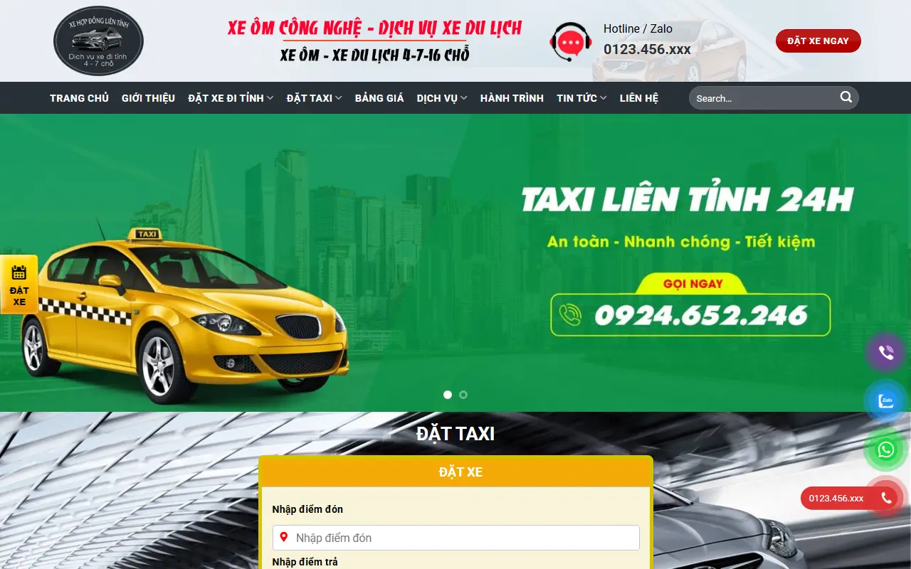 Mẫu website thuê xe & taxi — Dịch vụ du lịch taxi 247