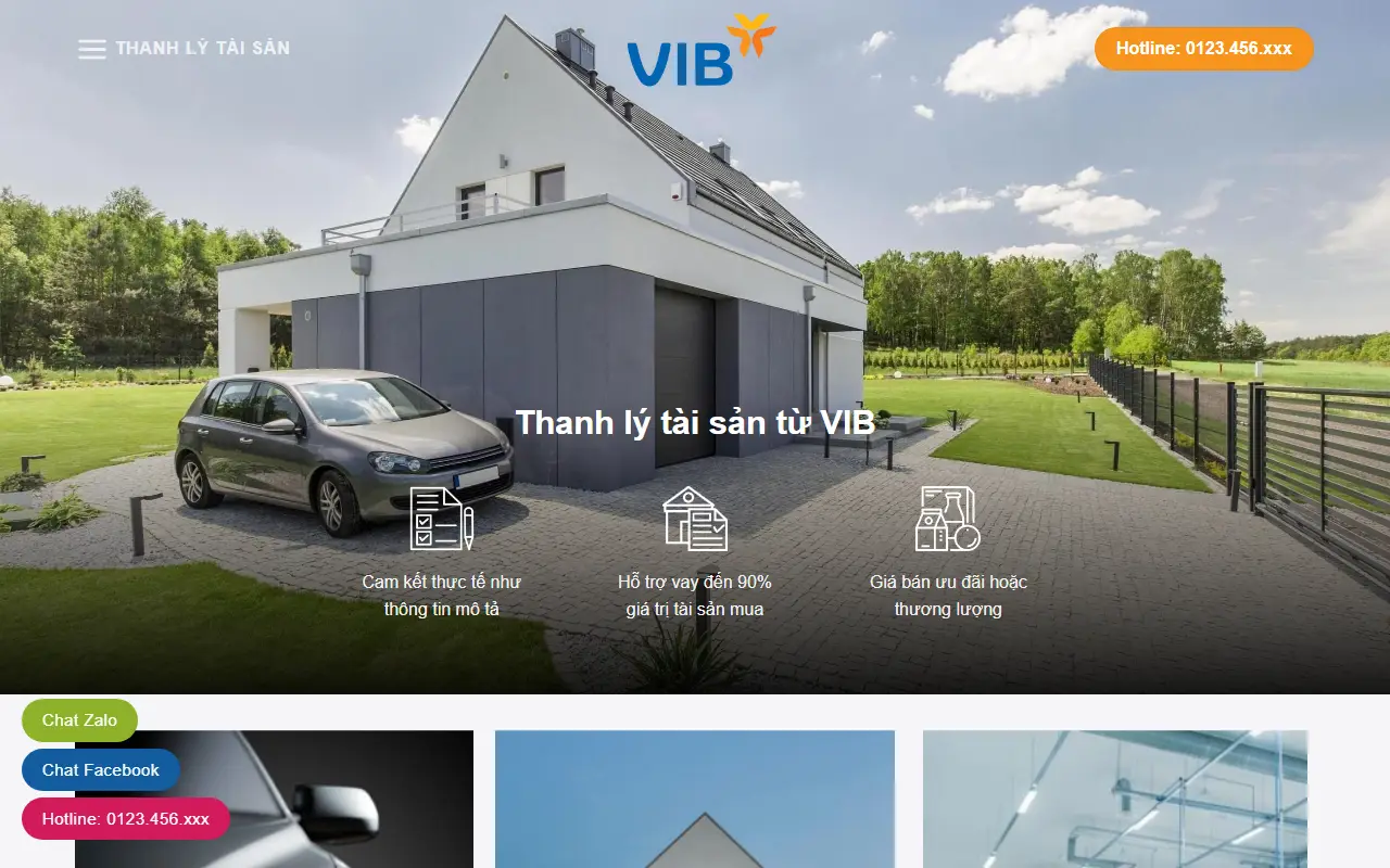 Mẫu website tài chính & bảo hiểm — Mẫu web thanh lý của ngân hàng