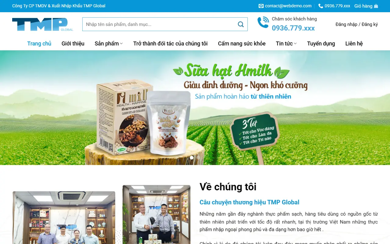 Mẫu website thực phẩm sạch — Công Ty CP TMDV & Xuất Nhập Khẩu TMP Global