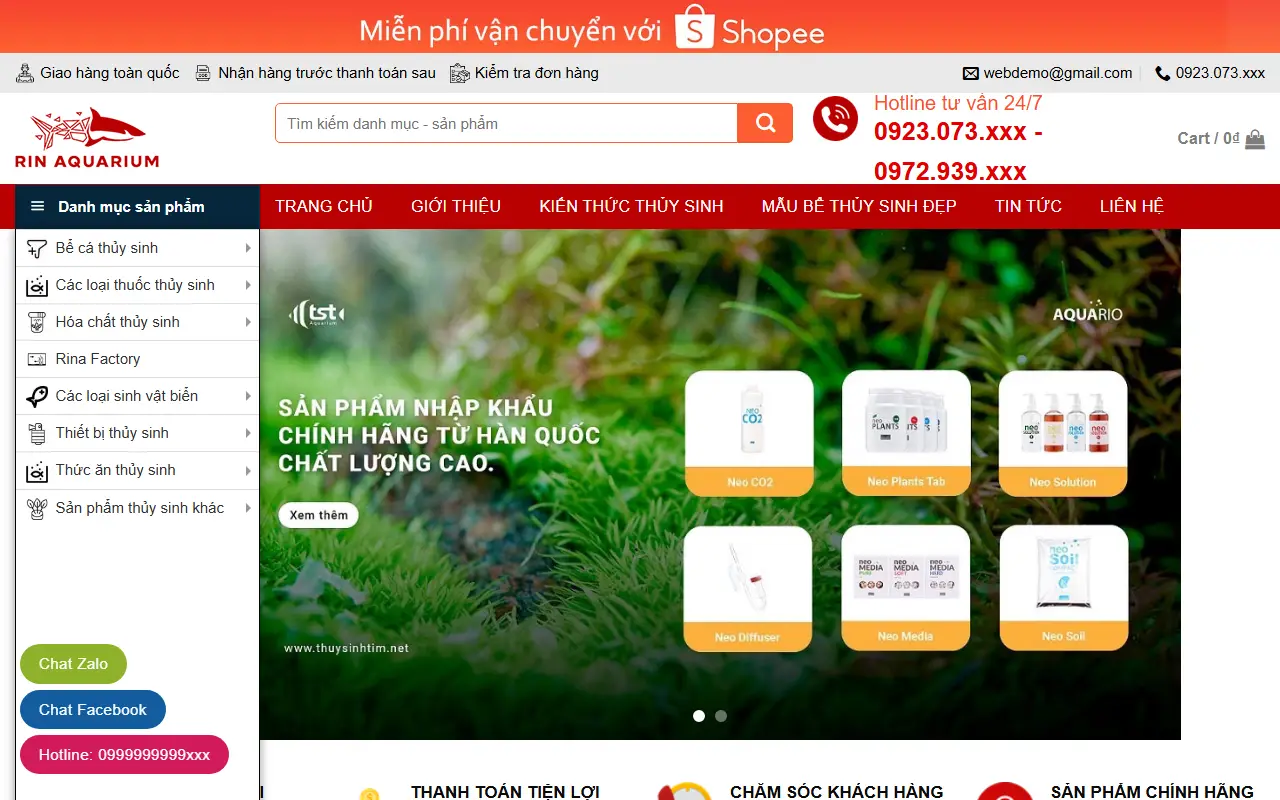 Mẫu website thuỷ sinh & cá cảnh — Mẫu web thủy sinh