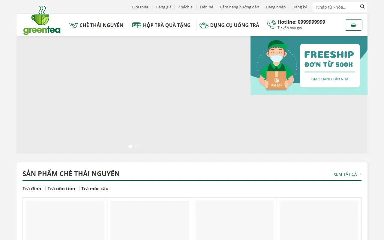 Mẫu website đồ uống & cà phê — Mẫu web trà xanh #1