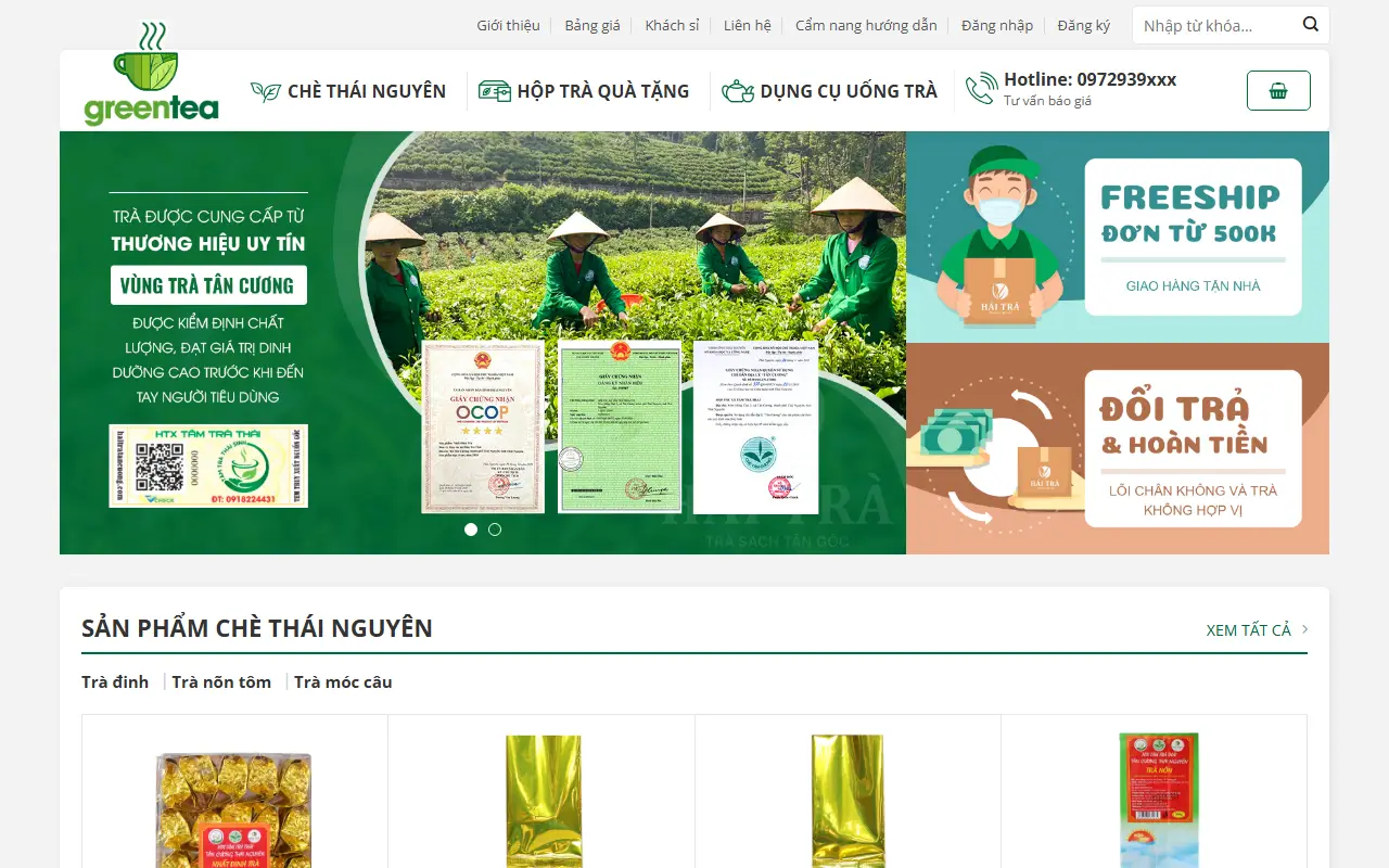 Mẫu website đồ uống & cà phê — Mẫu web trà xanh #2