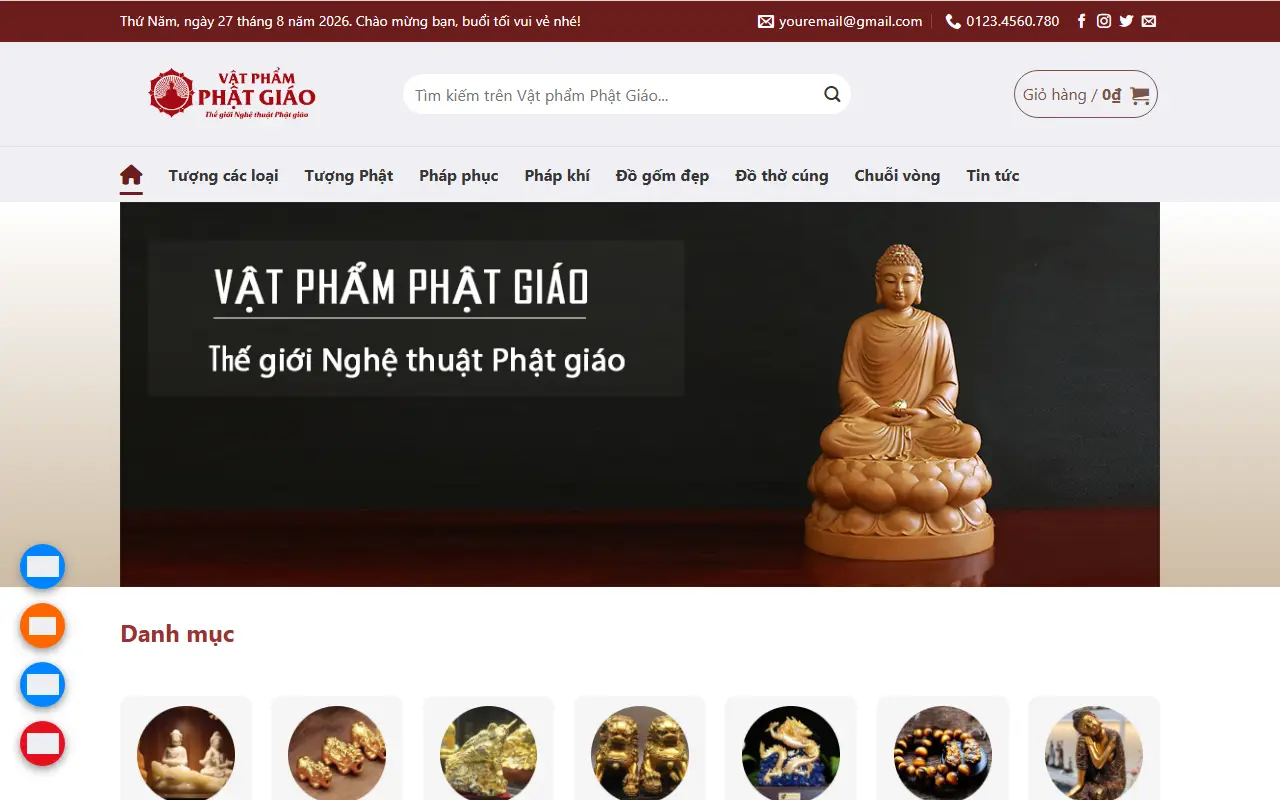 Mẫu website phong thuỷ & đồ thờ — Mẫu web Vật phẩm Phật Giáo